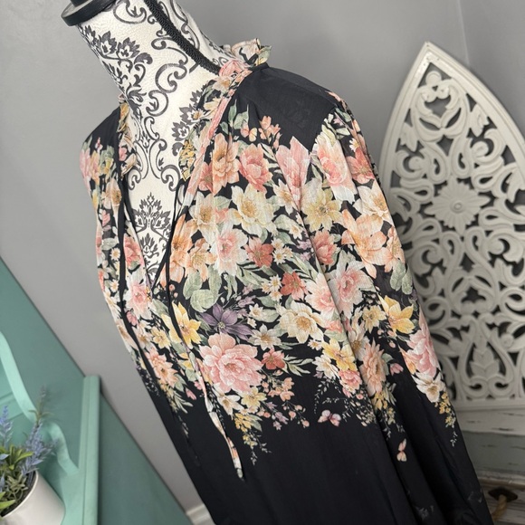 Joie Boho Ruffle Floral Blouse Size 1X NWOT Sheer Overlay Cottage Core - Picture 7 of 13